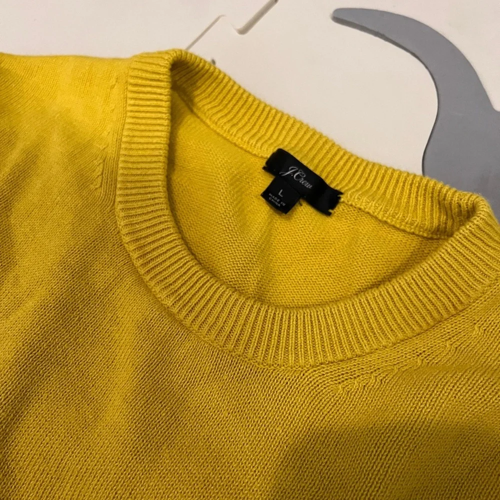 Women's J. Crew Yellow Ruffle Bell Sleeve Crew Neck Pullover Sweater EUC Size S - Picture 9 of 10
